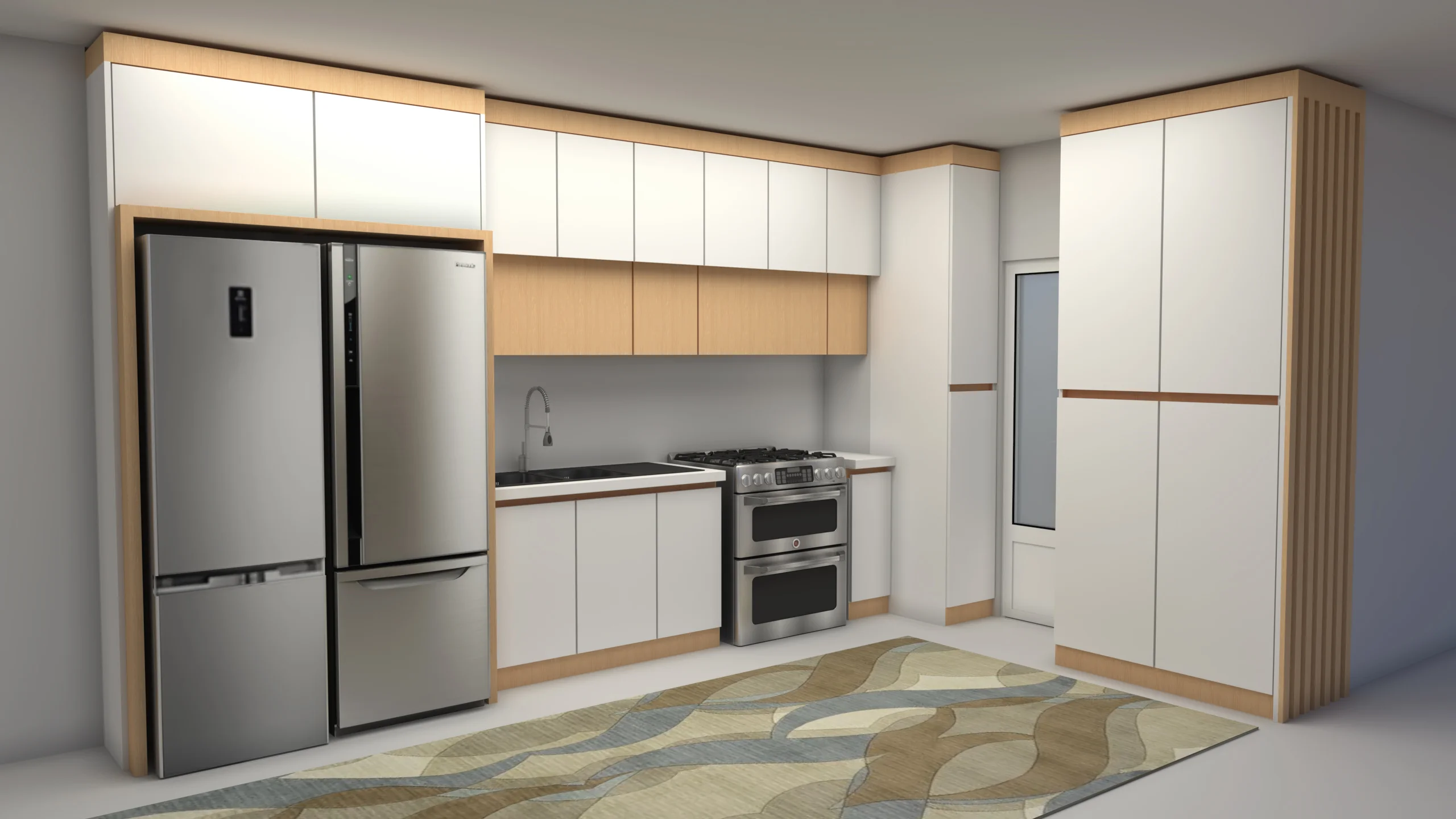 کابینت مدرن سفید طرح چوب