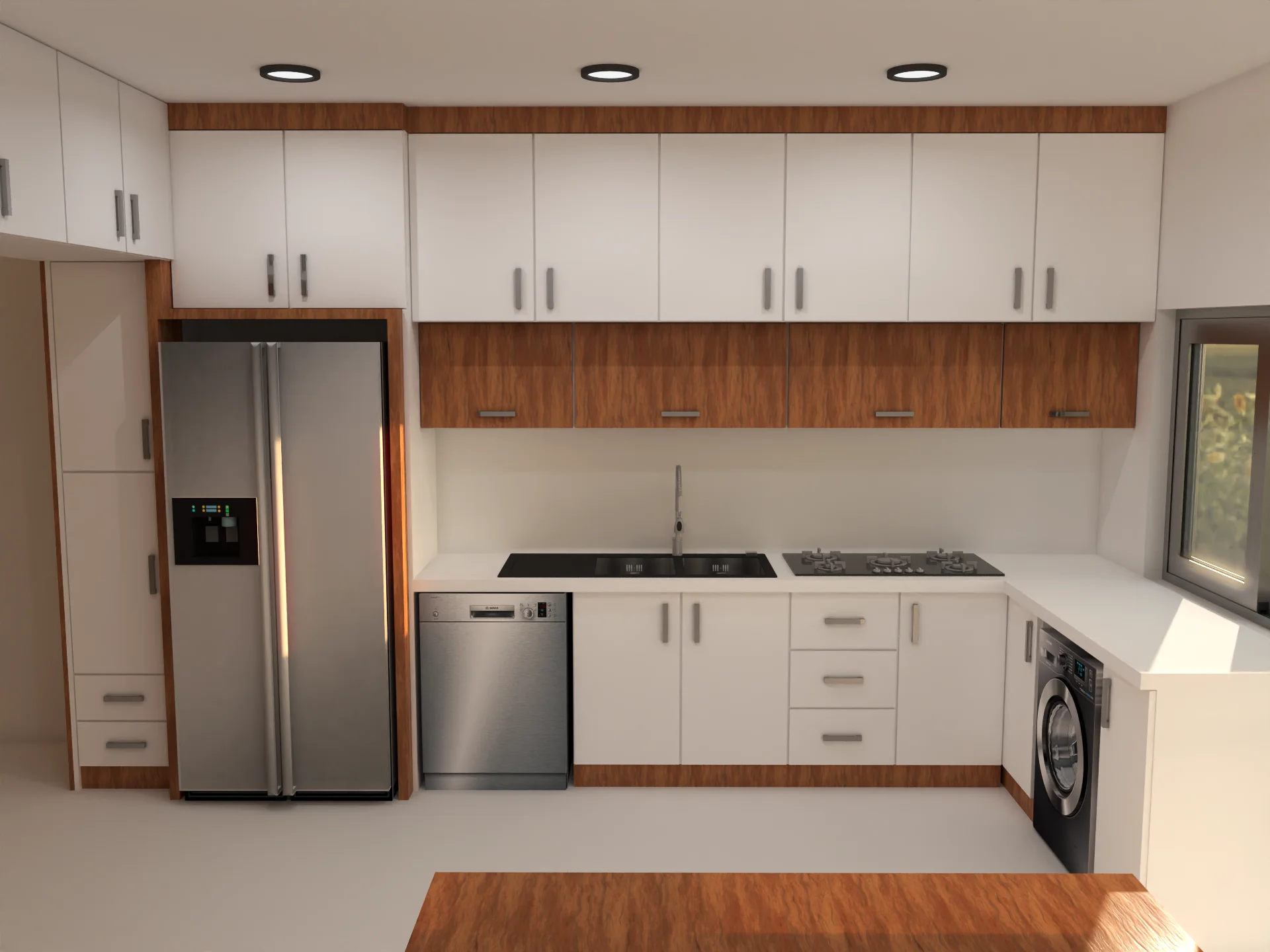 کابینت مدرن سفید طرح چوب 3