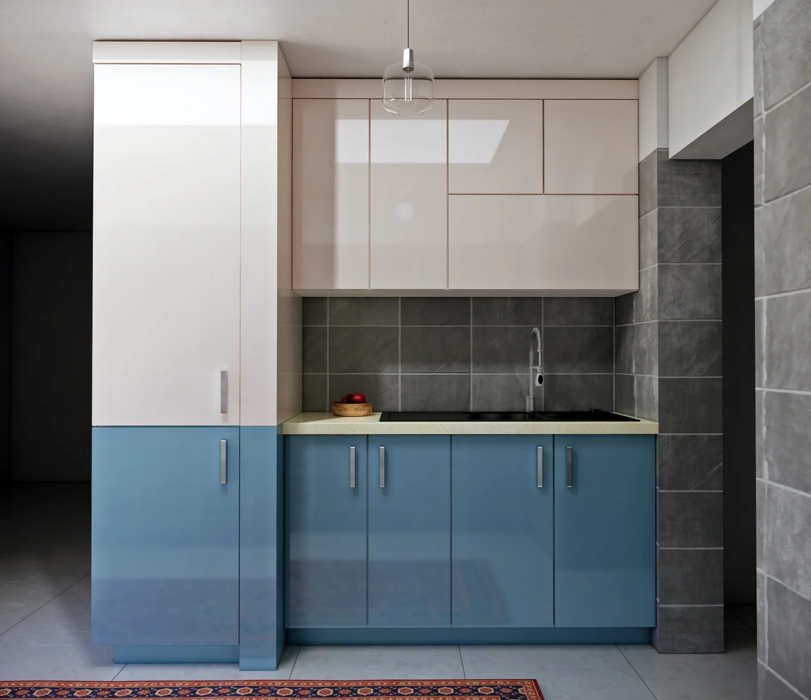 کابینت مدرن کرم آبی