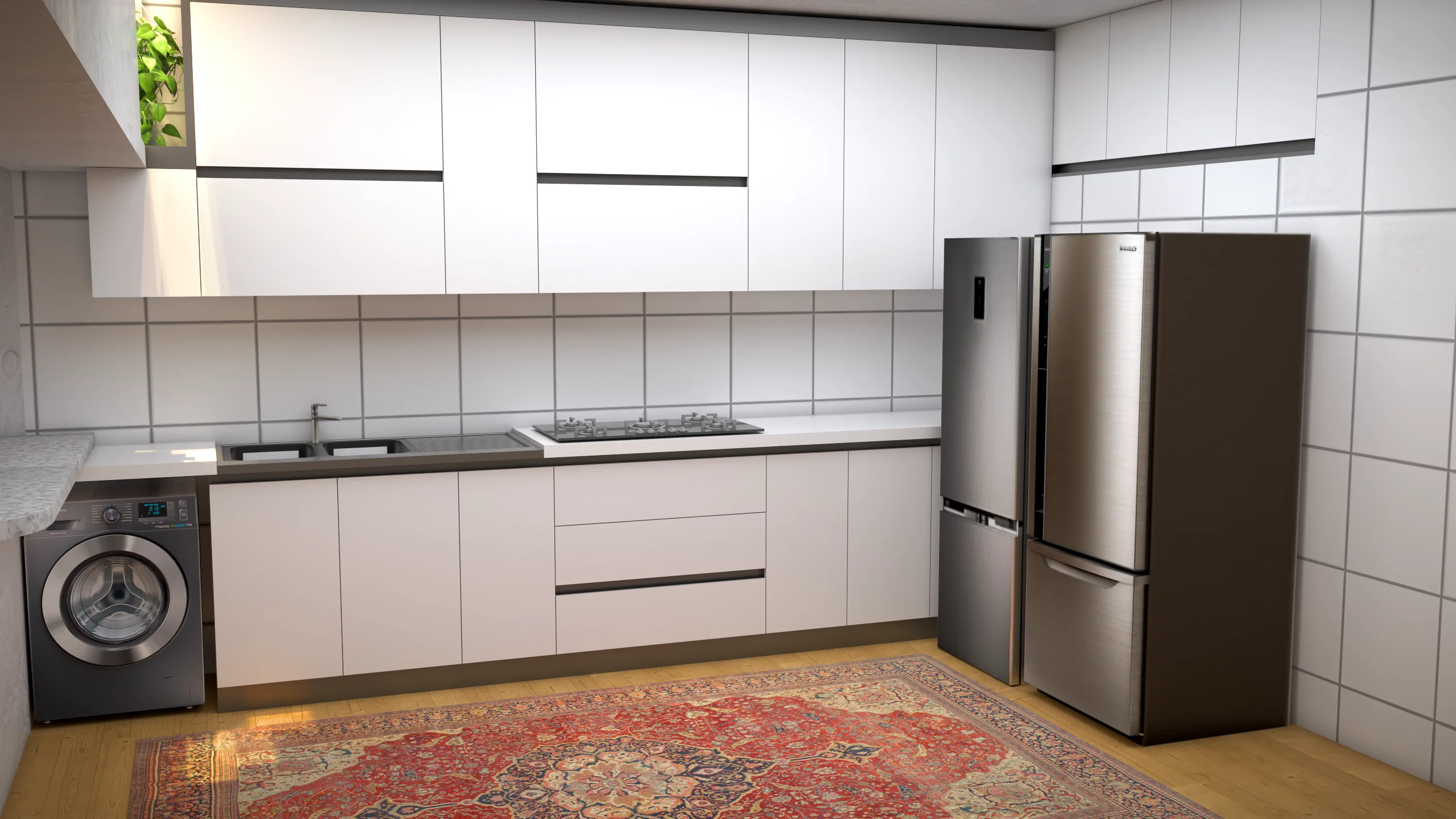 کابینت مدرن و میز تلوزیون سفید طوسی