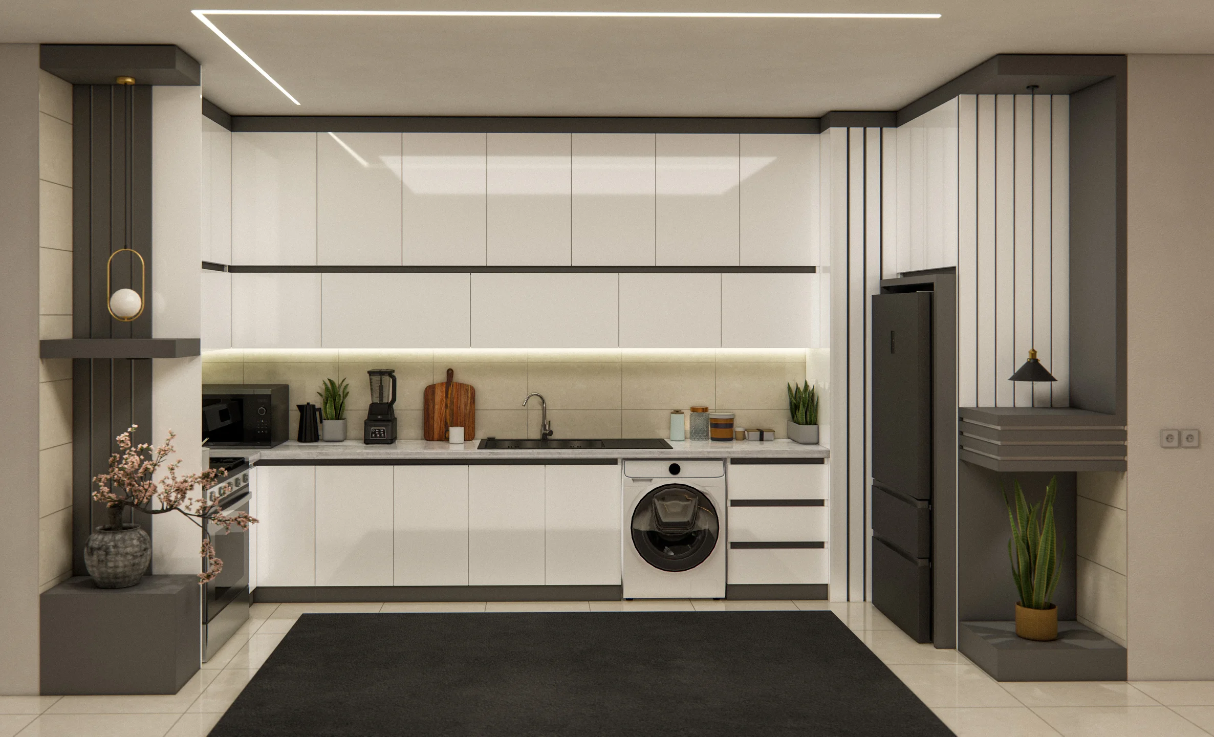 کابینت مدرن سفید طوسی 3