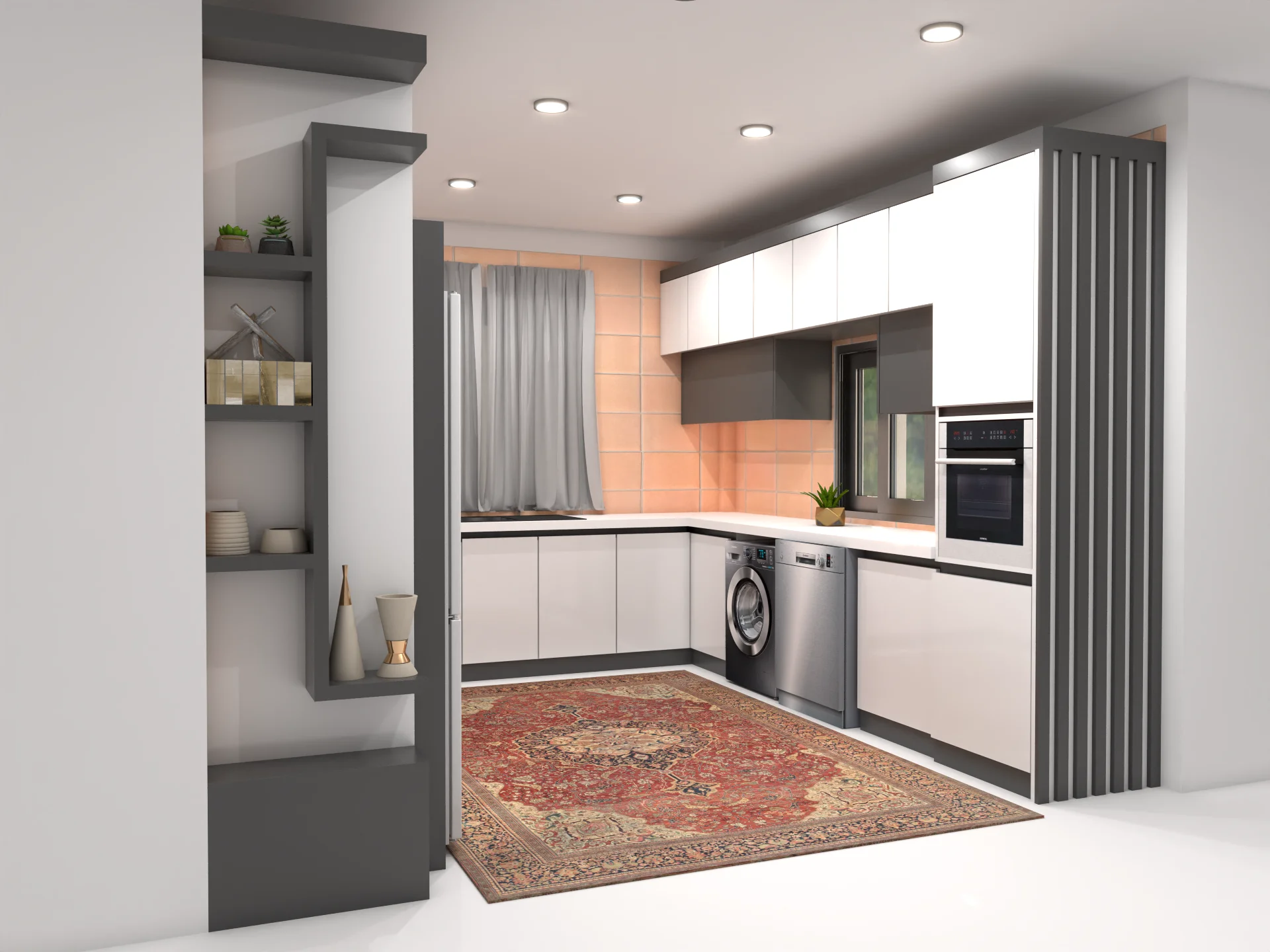 کابینت مدرن سفید طوسی