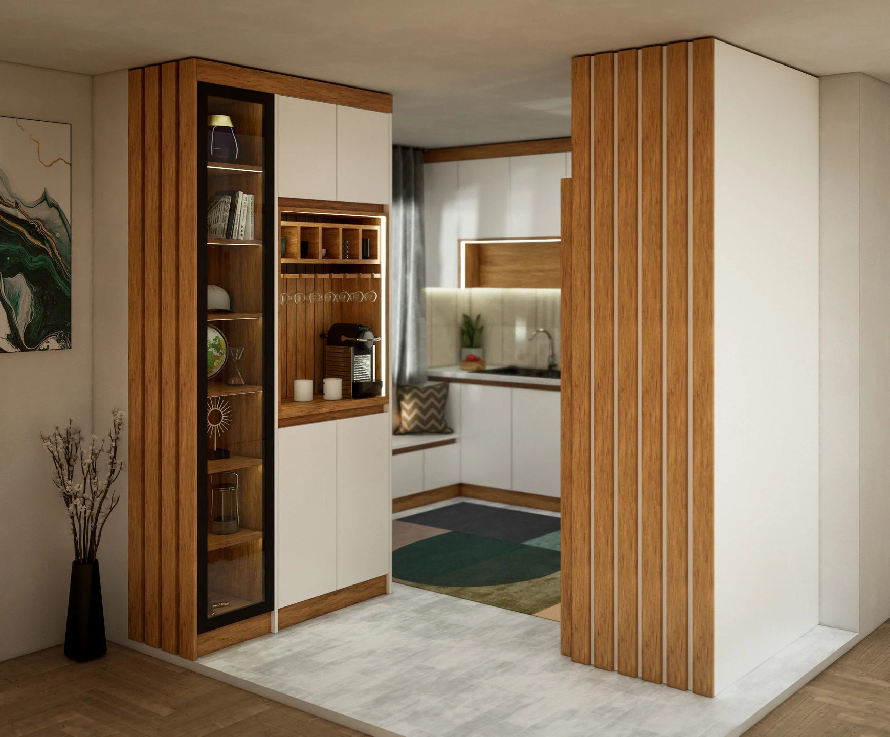 کابینت مدرن سفید طرح چوب 24
